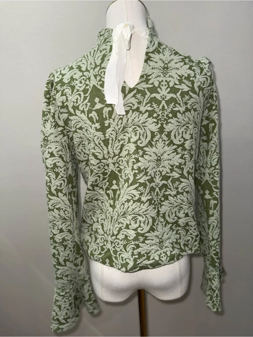 Anthropologie Puff Sleeve Turtleneck Jacquard Top Sz S